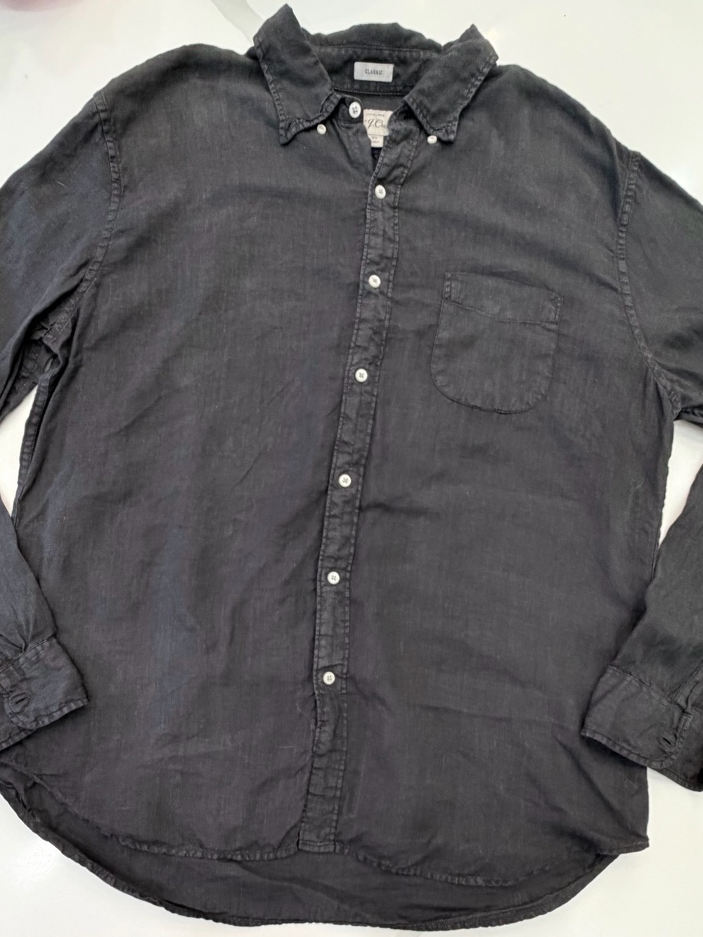 J. Crew Men's Black Baird McNutt Irish Linen Button-Down Long Sleeve Shirt